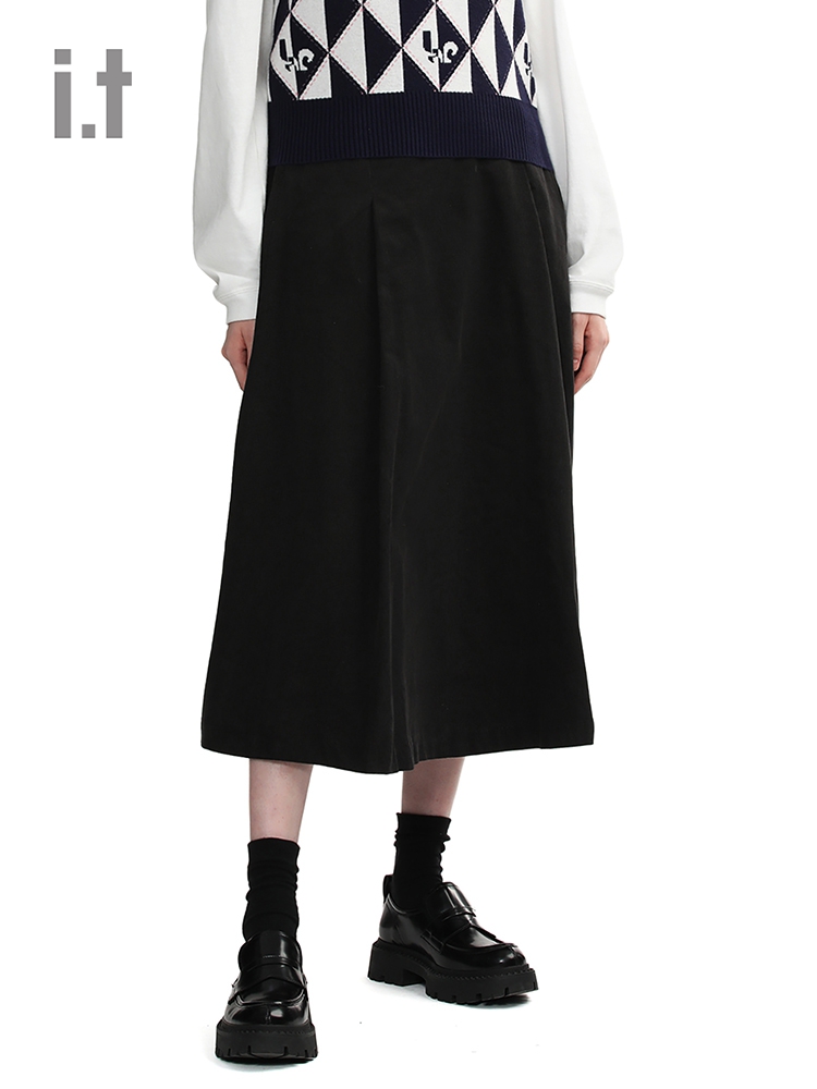 it LAP女装中长款半身裙休闲冬季复古气质A字裙伞裙PHWSA66L