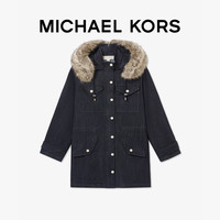 MICHAEL KORS 女士牛仔连帽中长款派克大衣外套