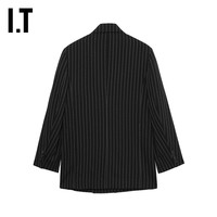 IT AMI女装条纹西装夹克气质通勤双排扣翻领西服外套313040XM
