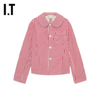 IT CDG COMME des GARCONS GIRL女装彼得潘领条纹西装夹克外套