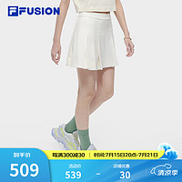 FILA FUSION斐乐潮牌梭织裙女2024夏季时尚休闲百褶裙半身裙 云白色-WT 165/66A/M