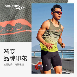 Saucony索康尼男子专业运动跑步背心舒适透气上衣绿底渐变色S