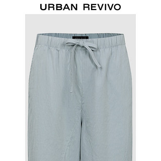 URBAN REVIVO 女士街潮微皱肌理贴袋系绳束脚裤 UYY640002 中灰蓝 M