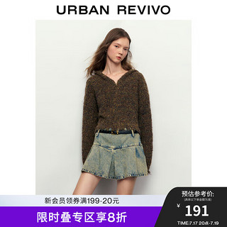 UR秋冬女装时尚休闲复古时髦双拉链小小织针织衫UWL930030 多色 L