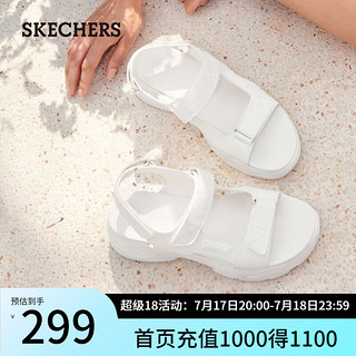 斯凯奇（Skechers）布丁凉鞋夏季女鞋舒适百搭休闲沙滩鞋外穿厚底拖鞋女119846 白色/WHT 41