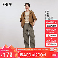 森马（Semir）休闲裤男2024夏季宽松直筒工装裤时尚潮酷101324127129 咖啡50860