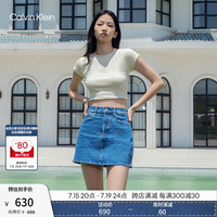 Calvin Klein Jeans夏季女士简约字母时尚ck辣妹重磅微弹正肩短袖T恤J221171 LFU-豆汁黄 S