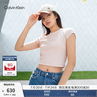 Calvin Klein Jeans夏季女士简约字母时尚ck辣妹重磅微弹正肩短袖T恤J221171 TF6-贝壳粉 L