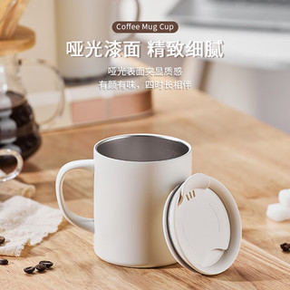 CLITON316不锈钢马克杯带盖双层防烫咖啡杯男女士办公水杯茶杯300ml