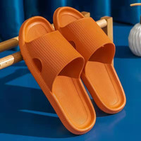 IQGD居家拖鞋男女室内室外浴室防滑轻盈便携柔软静音回弹漏水凉拖鞋夏 条纹漏水拖-橘色 40-41