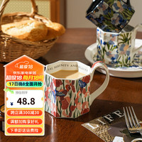 舍里原创复古水彩画鸢尾花马克杯陶瓷杯子办公室咖啡杯喝水杯小众 八棱杯-红色400ML