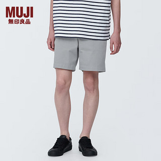 无印良品（MUJI） 男式 弹力丝光斜纹 短裤 裤子 休闲裤 AE0WYA4S 浅灰色 S 165/72A