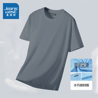 真维斯(Jeanswest)2024夏季t恤短袖宽松圆领凉感休闲运动上衣薄款体恤 灰色R30 4XL(160-180斤)