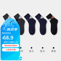 健将袜子男秋冬季保暖加厚中筒棉袜羊毛加绒中筒袜复古男毛圈袜 深灰*2+宝兰*2+黑色 均码