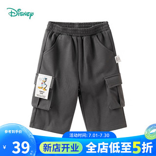 迪士尼宝宝（Disney Baby）童装儿童裤子唐老鸭卡通男童七分裤工装风轻薄凉爽 碳灰 5岁/身高120cm