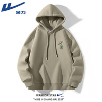 回力(Warrior)2024新款连帽卫衣男士春秋季重磅绿色植物潮牌外套男款运动套头衫