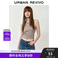 UR2024夏季新款女装时尚百搭刺绣图案无袖圆领背心UWU440047 石色