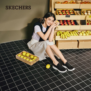 斯凯奇（Skechers）女鞋夏季透气运动鞋子女一脚蹬健步鞋简约百搭休闲鞋117440 黑色/BLK 35.5