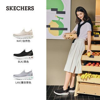 斯凯奇（Skechers）女鞋夏季透气运动鞋子女一脚蹬健步鞋简约百搭休闲鞋117440 黑色/BLK 37