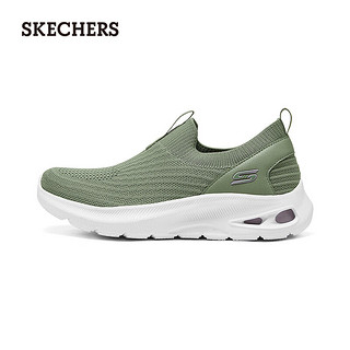 斯凯奇（Skechers）女鞋夏季透气运动鞋子女一脚蹬健步鞋简约百搭休闲鞋117440 橄榄绿/OLV 36