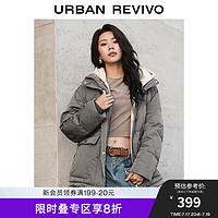 UR秋冬季新款女时尚休闲简约百搭连帽双口袋羽绒服UWV130063 深灰