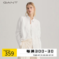 GANT甘特春夏女士时尚休闲翻领亚麻透气长袖衬衫|4322078 110白色 40