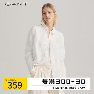 GANT甘特春夏女士时尚休闲翻领亚麻透气长袖衬衫|4322078 110白色 32