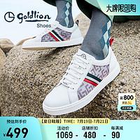 金利来（goldlion）男鞋时尚个性网布透气皮鞋舒适轻质休闲鞋52722039220A-白色-41码