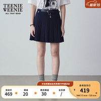 Teenie Weenie小熊2024年夏季新款高腰百褶短裙A字短裙半身裙时尚 藏青色 1