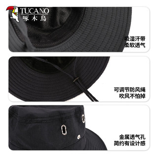 TUCANO啄木鸟2件套遮阳帽渔夫帽男夏季太阳帽防晒帽登山露营钓鱼西部牛仔帽女 军绿色