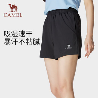 骆驼（CAMEL）运动短裤春夏梭织速干透气清爽休闲短裤 714BAY6001 黑色,男 L