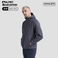 ALPINT MOUNTAIN抓绒软壳衣男冲锋衣防泼水防风加绒保暖外套旅行登山服女 男士深灰 XL