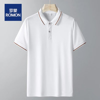 罗蒙(ROMON)【冰丝网眼POLO衫】夏季男士短袖Polo衫冰凉透气翻领上衣 白色 2XL（135~158斤）