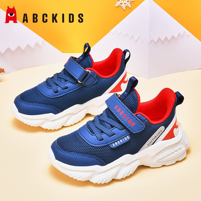 ABC童鞋 ABC KIDS童鞋男童鞋子2024夏季新款儿童运动鞋网面儿童跑鞋时尚潮流女童鞋 双网春秋款深兰红