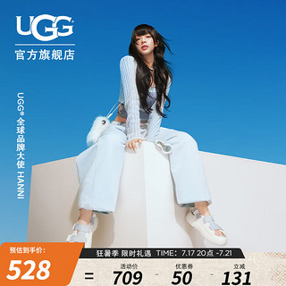 UGG 女士休闲舒适厚底纯色时尚魔术贴凉鞋 1152686 白色 38