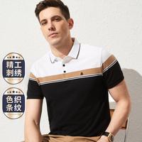 【弹力棉混纺亲肤透气】夏商务休闲T恤条纹短袖Polo衫男