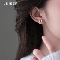 Lnieer999足银锆石蝴蝶结耳钉女轻奢气质高级感耳环2024年耳饰 锆石蝴蝶结耳钉【999银】