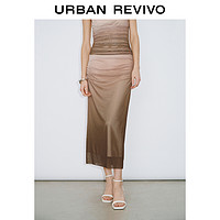 URBAN REVIVO 女士设计感褶皱半裙 UWG540028