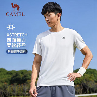 骆驼（CAMEL）运动T恤透气衣跑步体恤宽松速干衣短袖上衣夏季 J0S1V6926-1，青玉蓝，女款 S