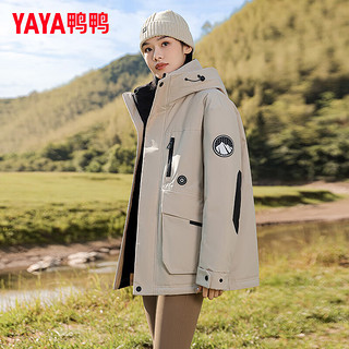 鸭鸭（YAYA）羽绒服女短款2024冬季连帽时尚百搭保暖外套Y 2328 燕麦色 190/104A(XXXL)