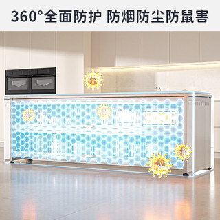 卡玫莱厨房用具置物架落地灶台柜收纳柜餐边橱柜储物架微波炉烤箱储物柜 加厚岩板【白3层85长*40宽*80】