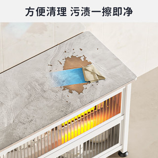 卡玫莱厨房用具置物架落地灶台柜收纳柜餐边橱柜储物架微波炉烤箱储物柜 加厚岩板【白3层85长*40宽*80】