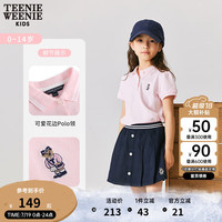 Teenie Weenie Kids小熊童装女宝宝23年夏季甜美泡泡袖POLO衫 粉色 100cm