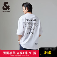 杰克·琼斯（JACK&JONES）秋季男士NBA联名勇士队潮流百搭运动圆领短袖T恤男224301009 本白色A06 常规 本白色A06 165/88A/XS