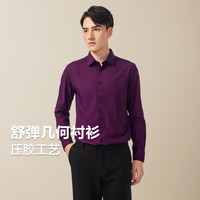 红豆舒弹几何防摩擦错肩缝男士衬衫 东来紫M4 190/104B