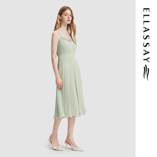 歌力思（ELLASSAY）2024春夏新款三宅风压褶收腰显瘦吊带连衣裙女EWD355Y18700