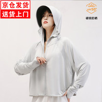 廷毅防晒衣女冰丝防晒服黑胶大帽檐夏季短款防紫外线透气LOGO印字 气质灰【拇指款大帽檐】 均码【80-150斤】