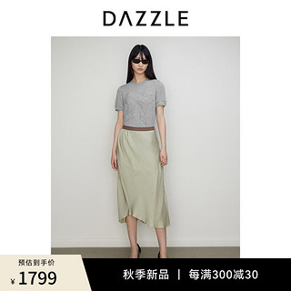 DAZZLE【】地素 半身裙2024年秋季法式拼接缎面不规则中长裙 绿色 M