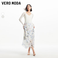 Vero Moda连衣裙2024夏季法式浪漫吊带印花度假长裙遮跨显瘦
