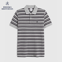 Brooks Brothers/布克兄弟男士24春夏珠地网眼条纹短袖Polo衫